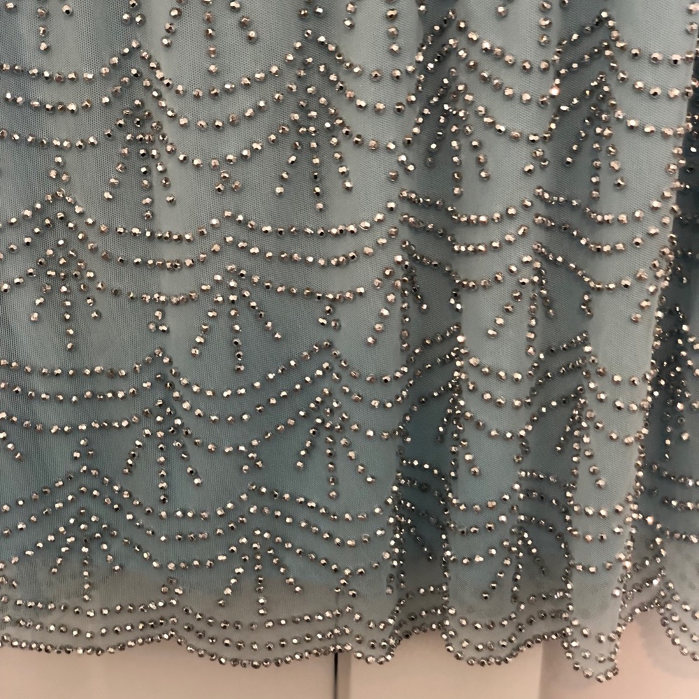 Light Blue Silver Beaded Xscape Dress Size 6 Gem